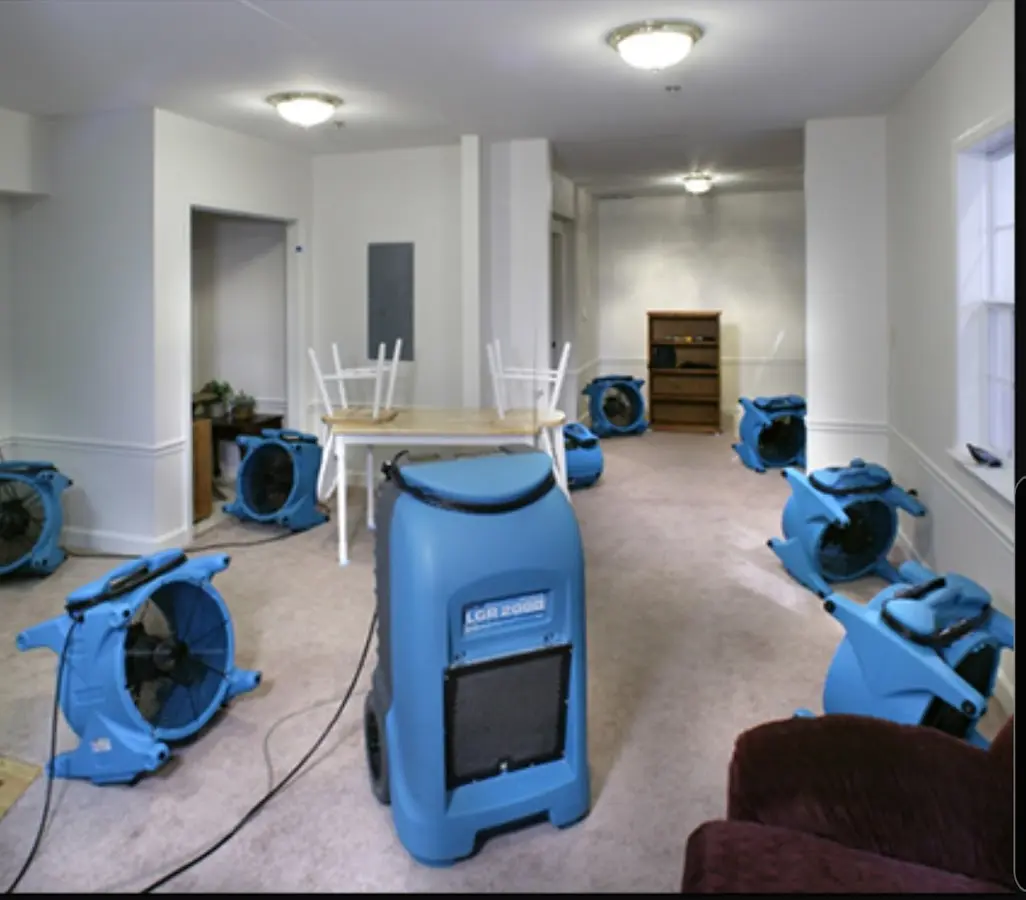Air movers and dehumidifier setup for Water Damage Restoration in Tolleson