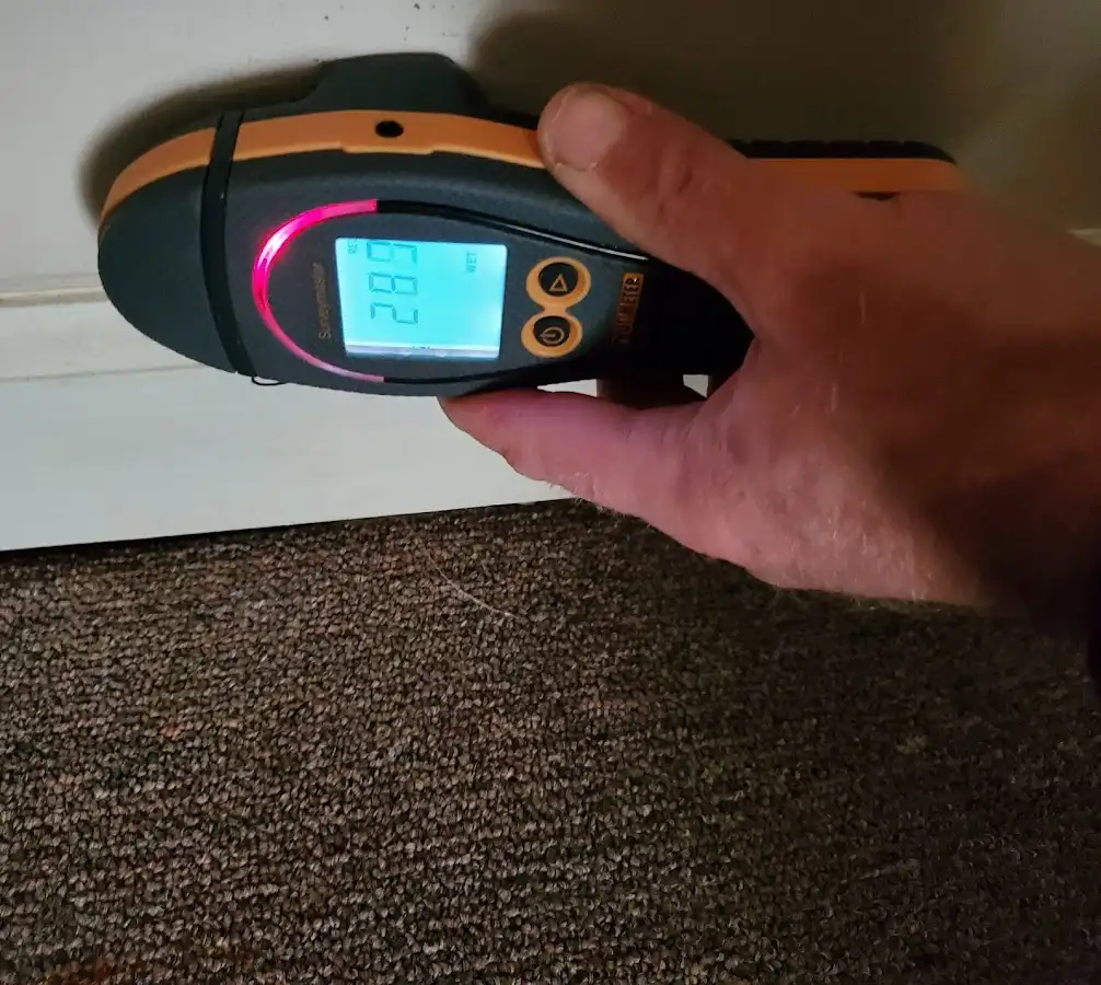 Moisture detection at baseboard during Burst Pipe Cleanup in Tolleson